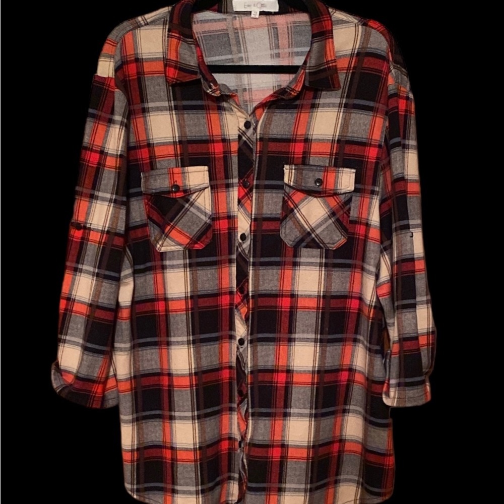 Women’s Eve & Olive Classic Red lightweight Flannel shirt! Size 1X